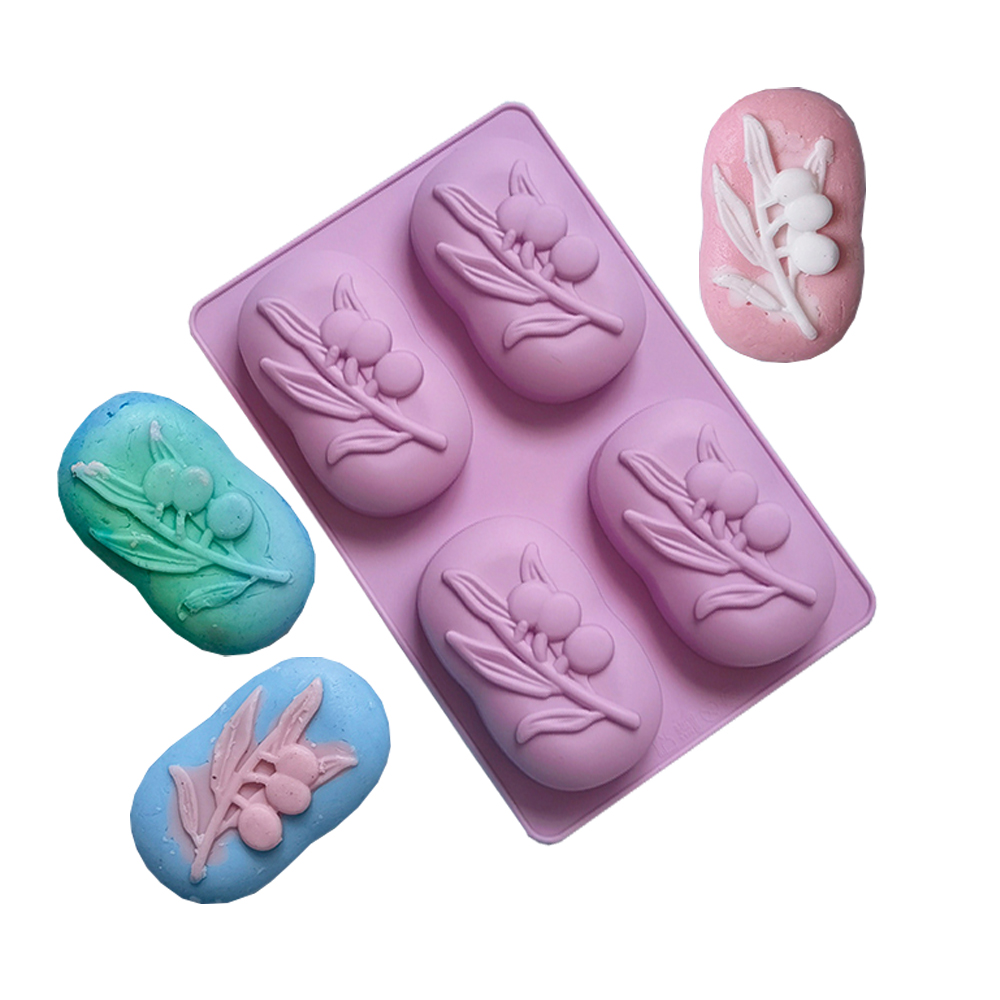 Soap Making Kit For Beginners - 4-holtes ovale olijfboom siliconen zeep mal