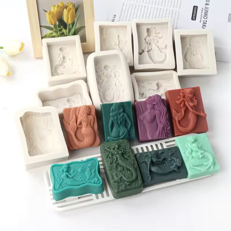 Soap Making Line - Rechthoekige Oceaan-stijl 3D Zeemeermin Kaarsvorm DIY